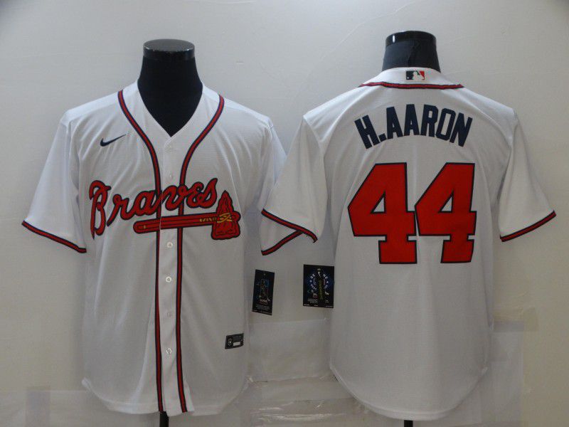 Men Atlanta Braves #44 H.Aaron White Game 2021 Nike MLB Jersey->calgary flames->NHL Jersey